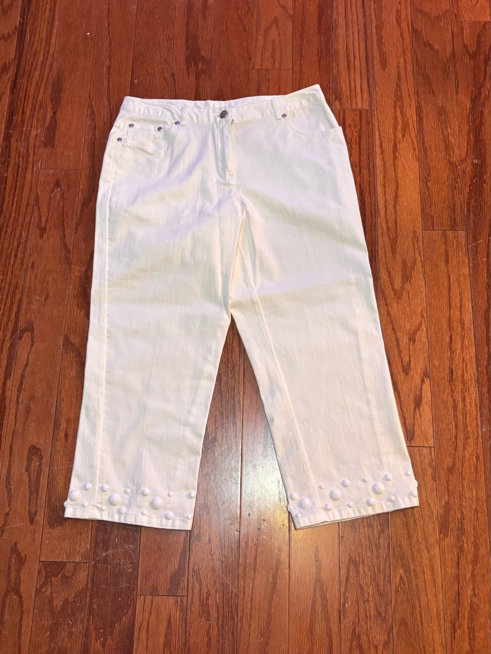 Ruby Rd. White Denim Jacket with Dome Studs Matching Pants Size 6P NWOT - Picture 12 of 15